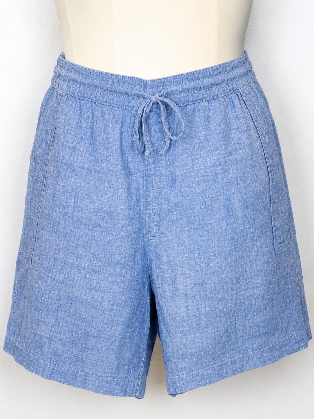 Lands' End Plus 24/26 High Rise 100% Linen Bermuda Drawstring Elastic Shorts